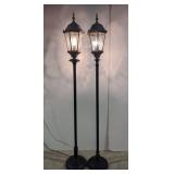 2 black outdoor pole light
