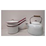 2 pcs. Vintage Red & White Enamel wear