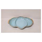 Fire King Delphite blue divided relish dish
