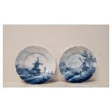 2 German Delft Salad Plates