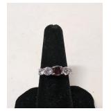 .925 Ring with Red and Clear CZs
