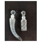 2 Clear Cut Glass Small perfume bottles