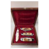 4 White Tail Cutlery pocket Knives with case