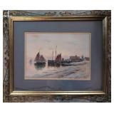 Lovely Waterfront Water Color Signed Haskell