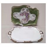 2 Antique Porcelain Dresser trays