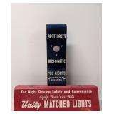 Vintage Unity lights auto parts store display