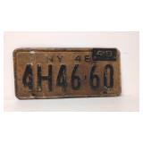 Original New York 1948 - 49 License plate