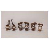 6 hand carved wood napkin rings