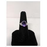 .925 Ring with amethyst and diamonds