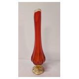 Vintage Amberina Swung & footed vase