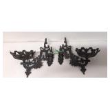 2 Antique cast iron oil lamp wall brackets