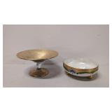 Vintage Gold Plated compote & Austria nut dish