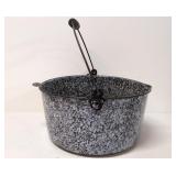Antique Black & White Granite Ware Pot