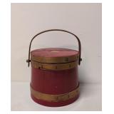 Old Painted Red Firkin Bucket
