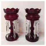 Pair Ruby Red Lusters