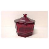 Octagon Ruby Red Covered candy dish
