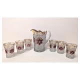 Ruby & Gold Floral 7 piece beverage set