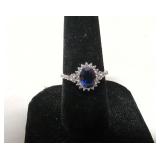 .925 Blue and white sapphire ring