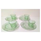 4 Vintage Green Tiara Chantilly snack sets
