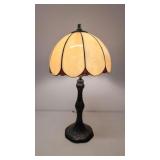 Slag & stained leaded glass table lamp