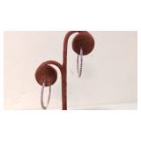 .925 and pink sapphire hoop earrings