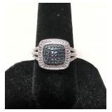 Green and White Diamond Dinner Ring