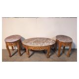Marble top coffee table & 2 end tables