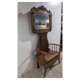 Antique Oak Hall Tree