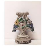 Antique Flower Basket Cast Iron Door Stop