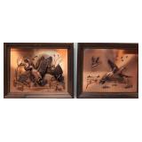 (2) mid century John Louw 3D Copper Ducks Sculptus