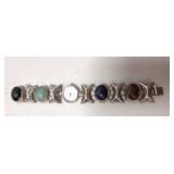 Vintage Sterling and Gemstone band Geneva watch