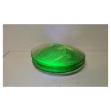 4 Green Uranium glass grill plates