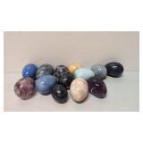 13 marble and glass eggs