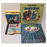 2 wood puzzles and 3 children's records