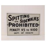 Porcelain Enamel Spitting on Sidewalk prohibited