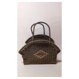 Large Green and Natural wicker Basket