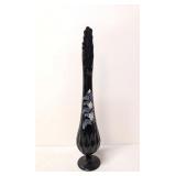 Vintage Fenton Black Amethyst Swung Vase