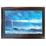 Framed Seaside Light House lighograph USA