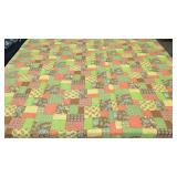 Yellow & Green paisly print squares quilt