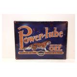 Power Lube Embossed tin tacker sign
