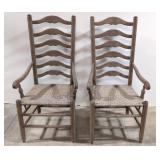 2 Antique ladder back arm chairs