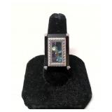 Vintage .925 Onyx with floating gemstones ring