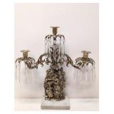 Antique ornate brass & marble figural Girandole