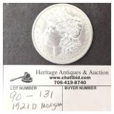 1921 D Morgan Silver Dollar