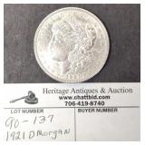 1921 D Morgan Silver Dollar