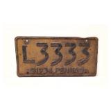 1934 Pennsylvania license plate