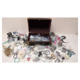 Hand painted wooden chest with Jewelry