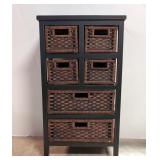 Black wood cabinet with wicker drawers
