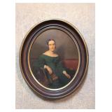Antique Oval shadow box Frame with woman