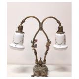 Art Nouveau Floral Brass Lamp